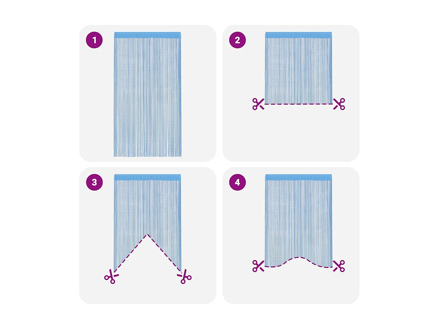 Cortina de corda 2 peças 140 x 250 cm azul claro