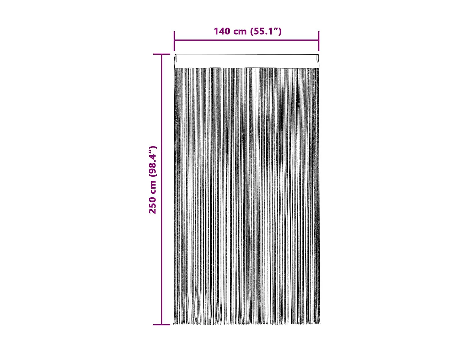Cortina de corda 2 peças 140 x 250 cm azul claro