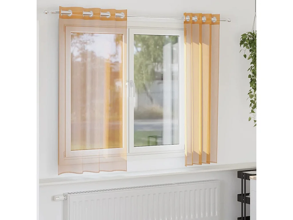 Rideaux en voile avec ?illets 2 pcs orange 140x175 cm