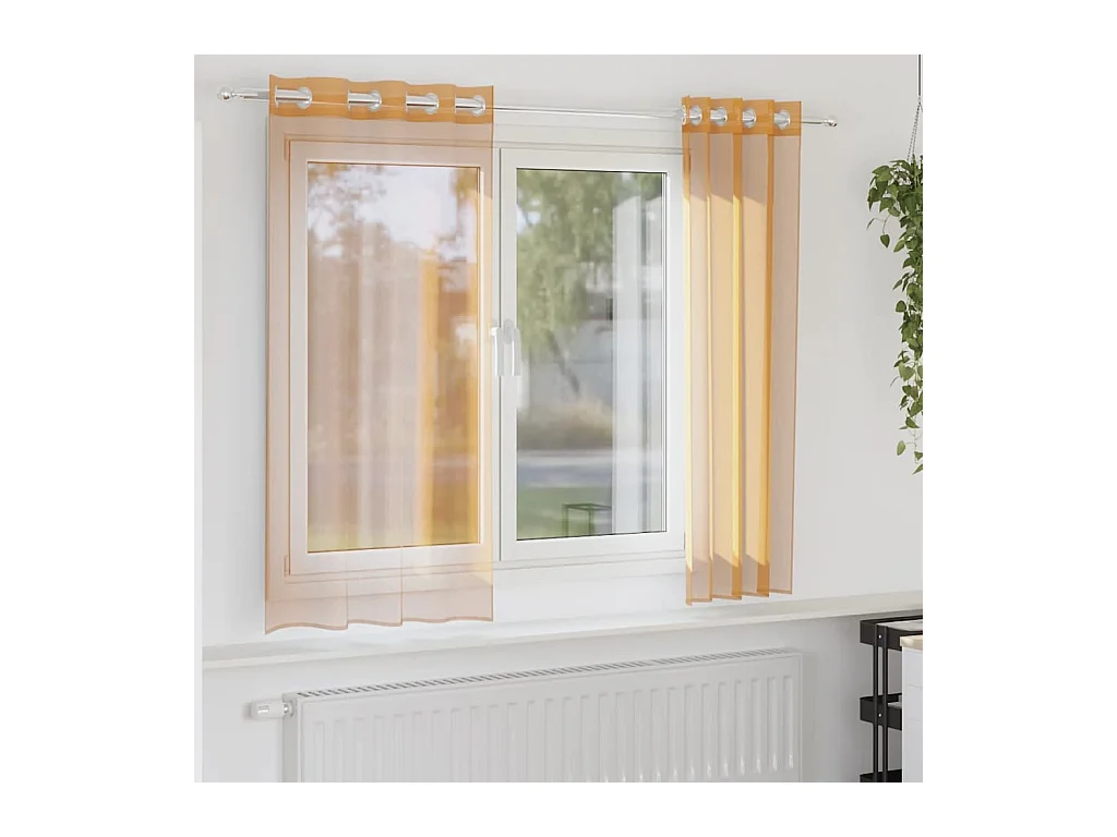 Rideaux en voile avec ?illets 2 pcs orange 140x175 cm