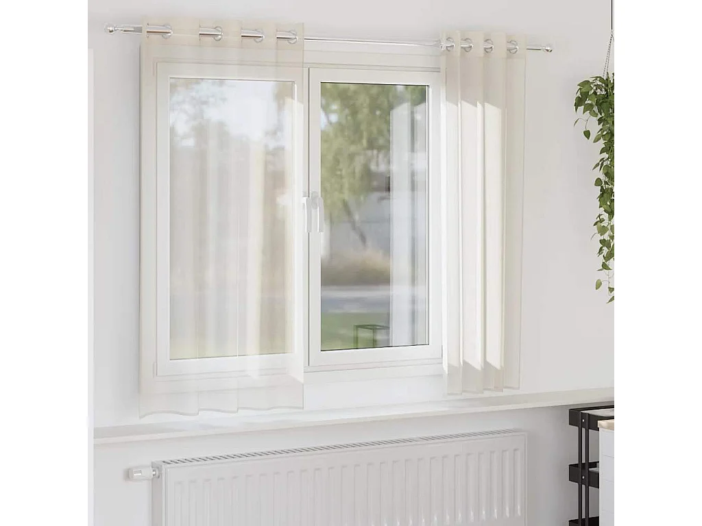 Rideaux en voile avec ?illets 2 pcs crème 140x140 cm