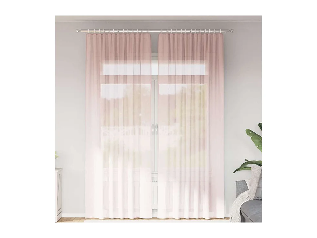 Rideaux en voile avec boucles 2 pcs rose clair 140x260 cm