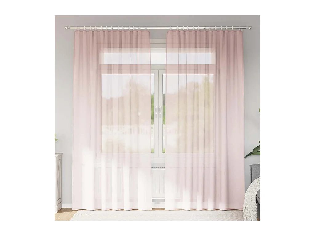 Rideaux en voile avec boucles 2 pcs rose clair 140x245 cm