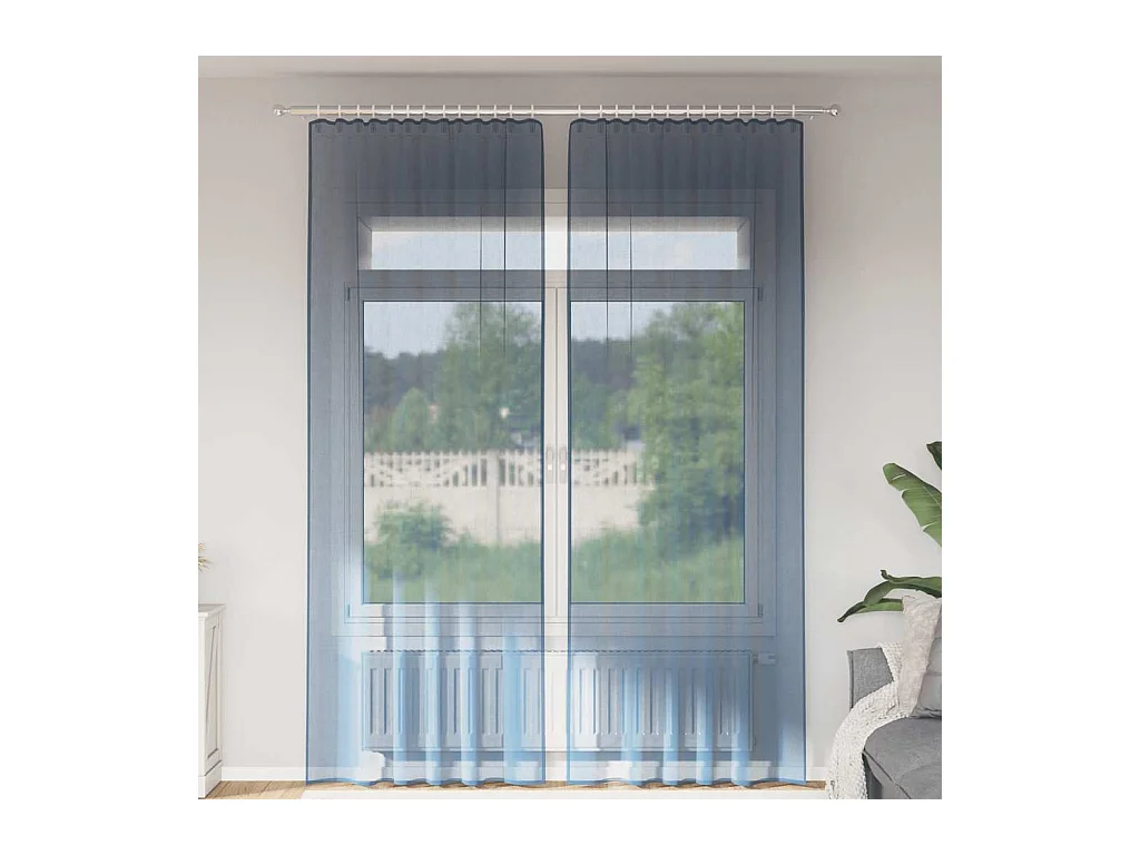 Rideaux en voile avec boucles 2 pcs bleu royal 140x260 cm