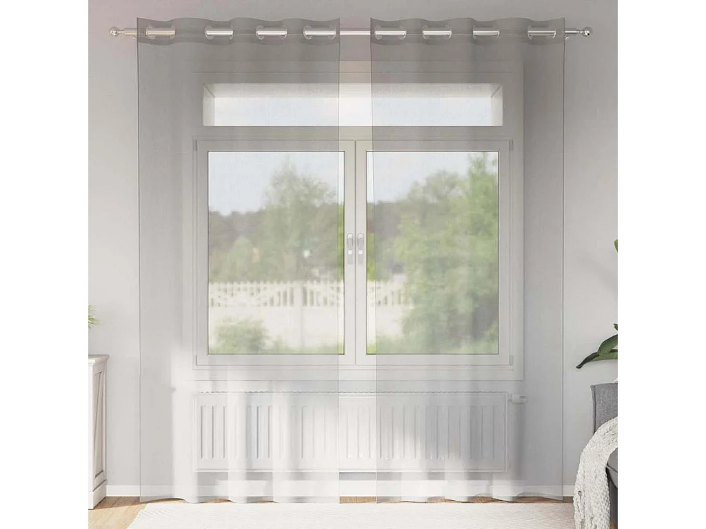 Cortinas de voile con ojales 2 uds gris claro 140x245 cm