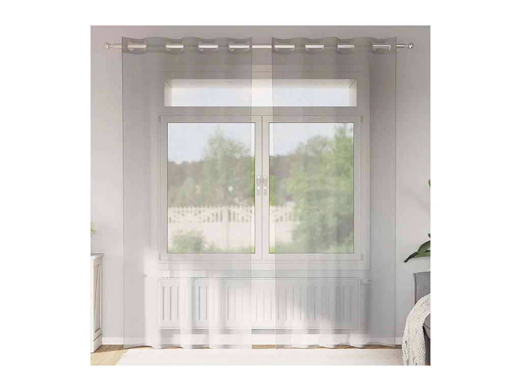 Rideaux en voile avec ?illets 2 pcs gris clair 140x245 cm