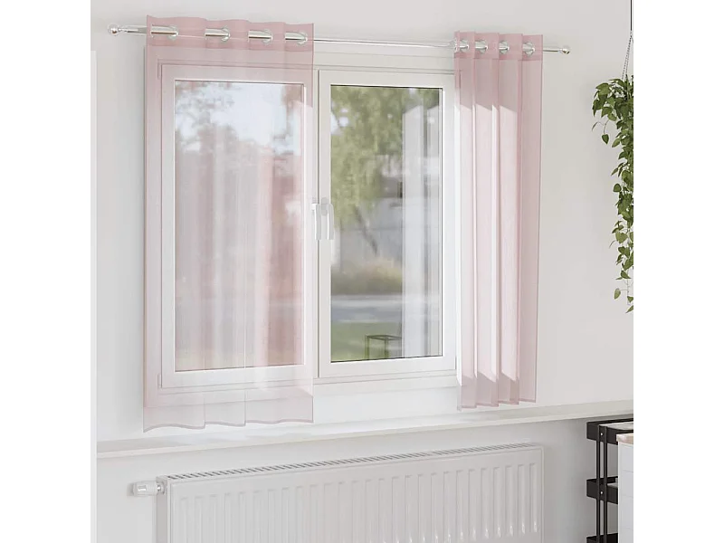 Rideaux en voile avec ?illets 2 pcs rose clair 140x175 cm