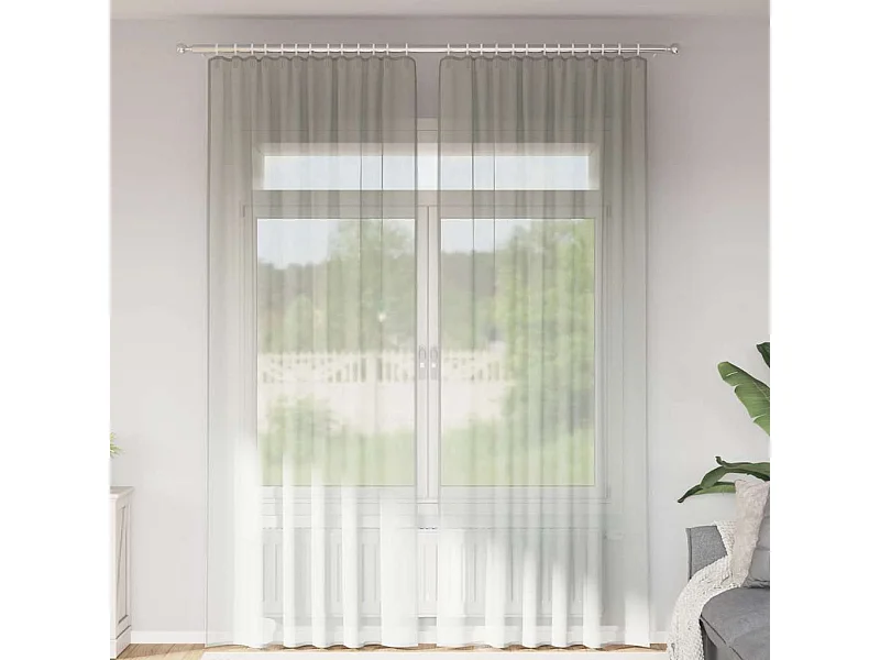 Tende in voile con passanti 2 pz grigio chiaro 140x260 cm