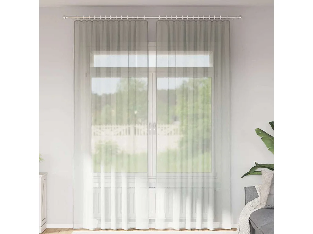 Tende in voile con passanti 2 pz grigio chiaro 140x260 cm