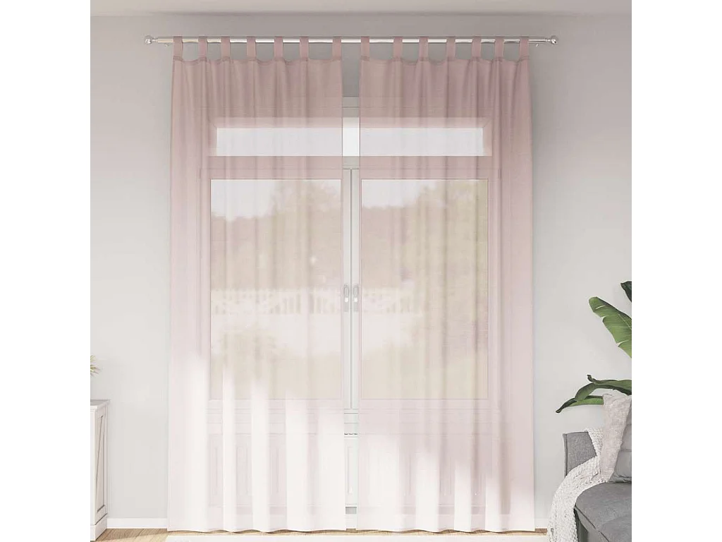 Rideaux en voile avec passe-tringles 2 pcs rose clair