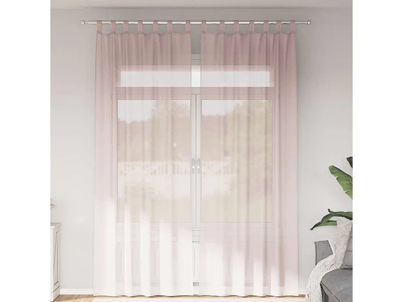 Voile-Vorhänge mit Stangentaschen 2 Stück hellrosa