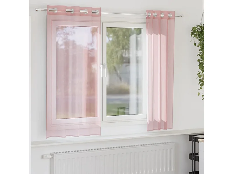 Rideaux en voile avec ?illets 2 pcs rose 140x140 cm