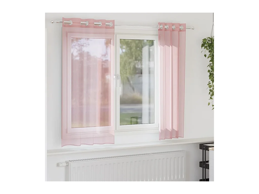 Rideaux en voile avec ?illets 2 pcs rose 140x140 cm