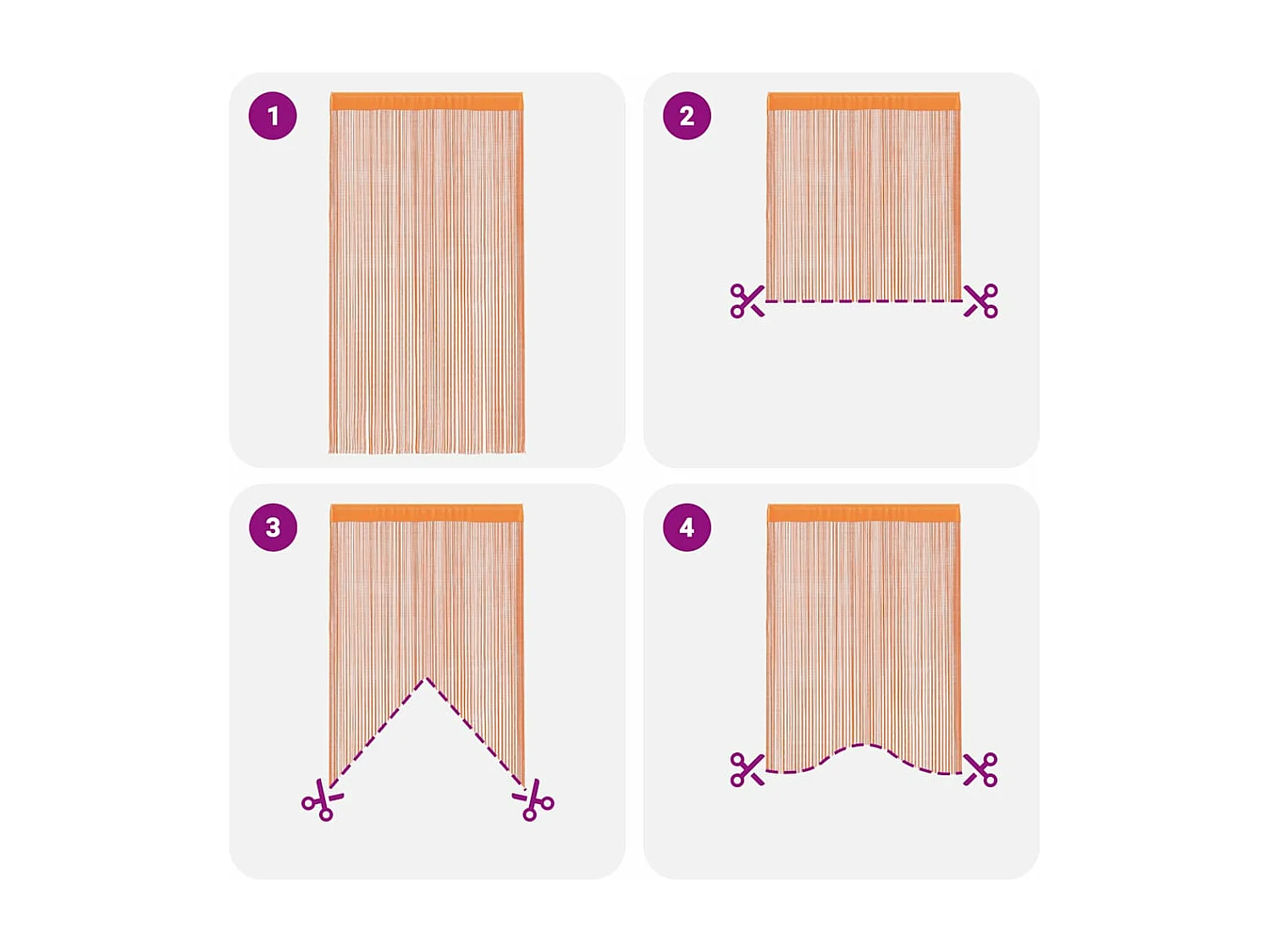 Tende a fili 2 pz arancione 100x250 cm