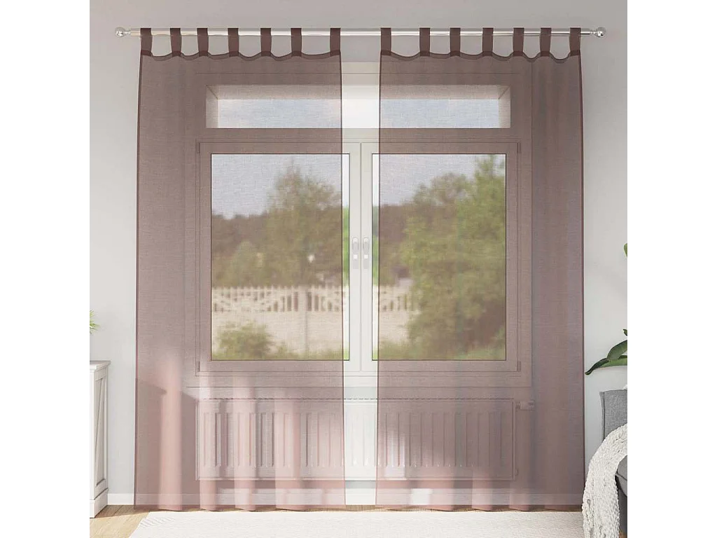Rideaux en voile avec passe-tringles 2 pcs marron