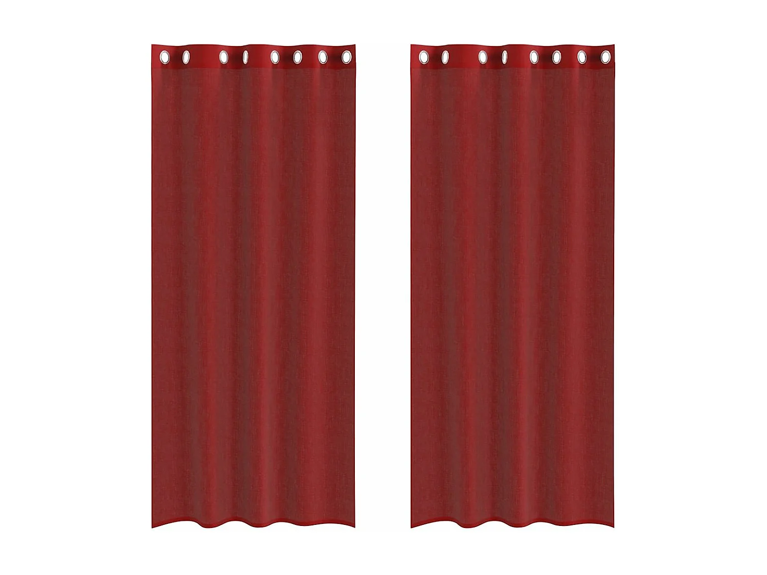 Cortinas de voile com ilhós 2 peças vermelho bordô