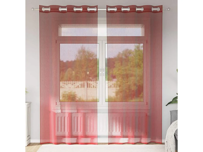 Tende in voile con occhielli 2 pezzi rosso bordeaux