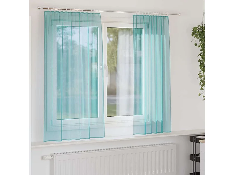 Rideaux en voile avec boucles 2 pcs turquoise 140x140 cm