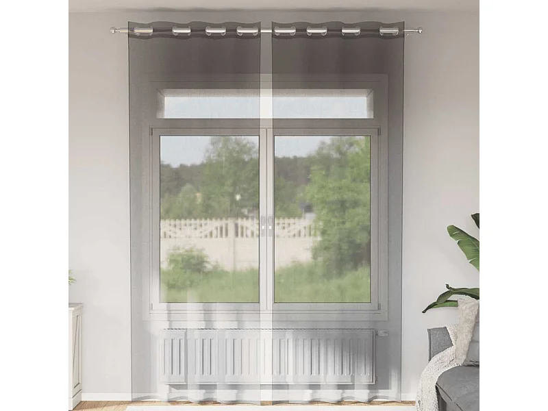 Tende in voile con occhielli 2 pz grigio scuro 140x260 cm