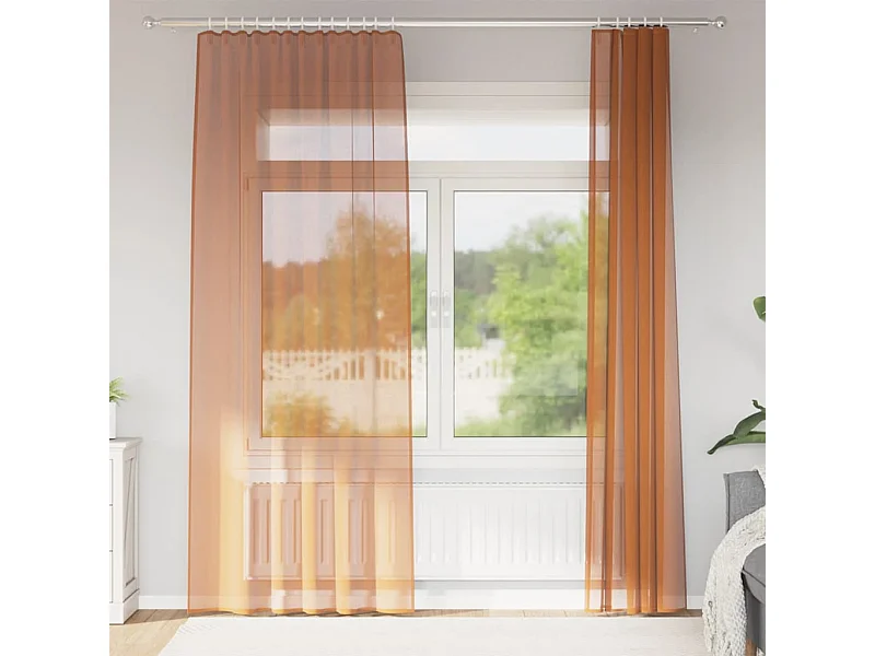 Voile Gardinen mit Schlaufen 2 Stk. Terrakotta 140x245 cm