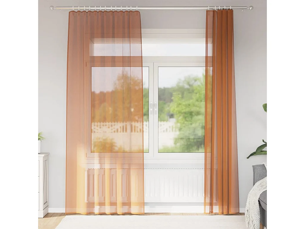 Tende in voile con passanti 2 pz terracotta 140x245 cm