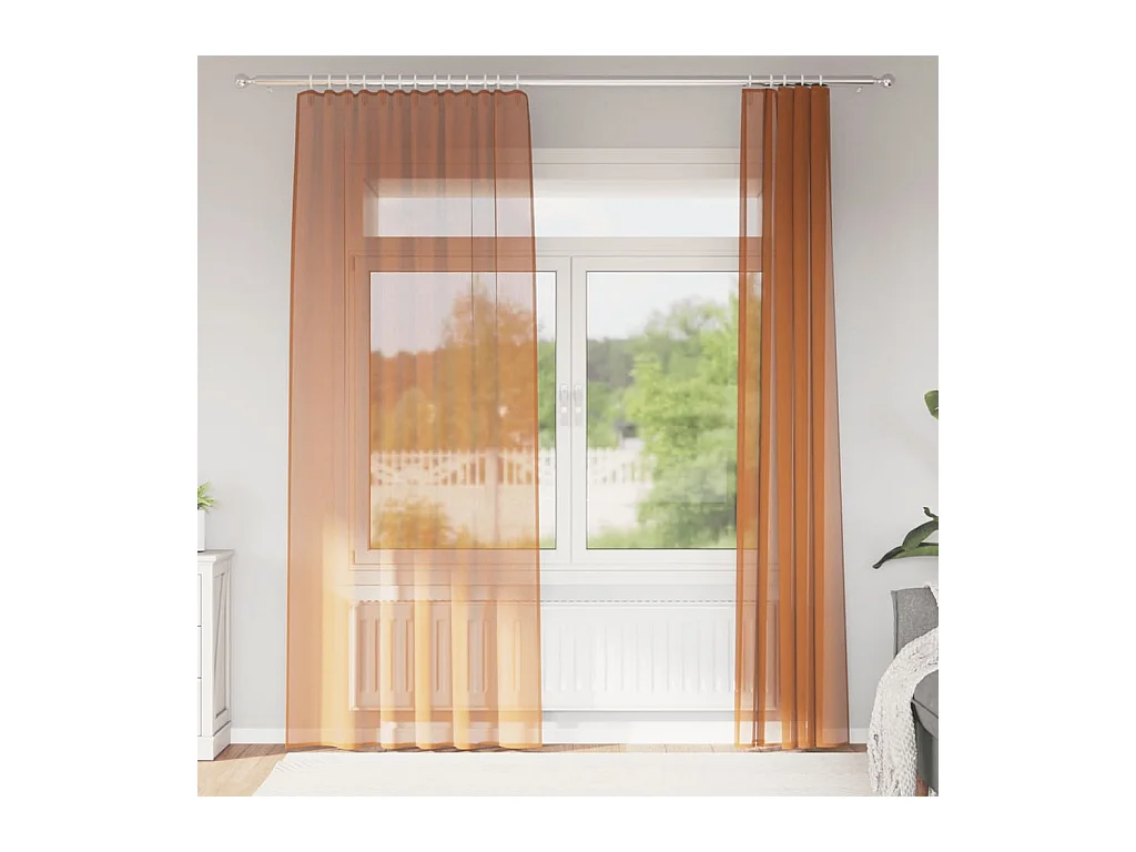 Rideaux en voile avec boucles 2 pcs terre cuite 140x225 cm