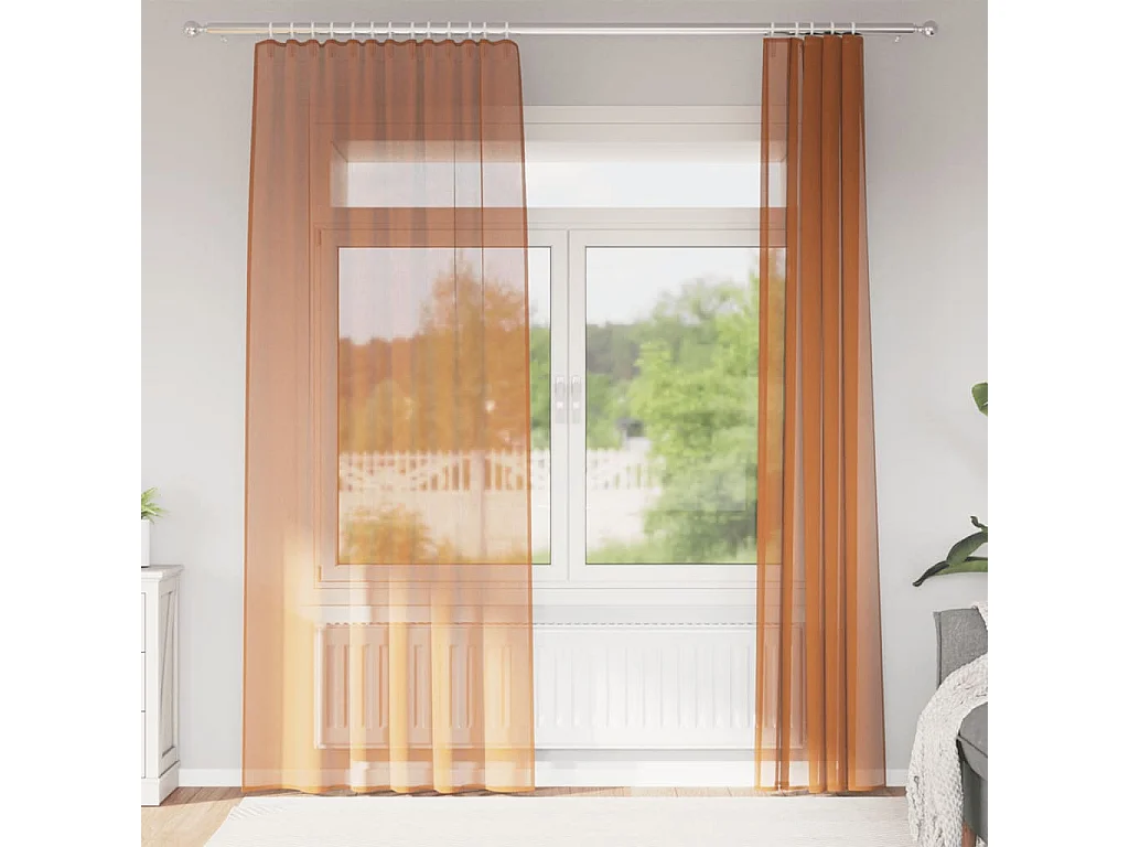 Rideaux en voile avec boucles 2 pcs terre cuite 140x225 cm