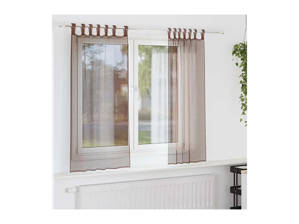 Rideaux en voile avec passe-tringles 2 pcs marron