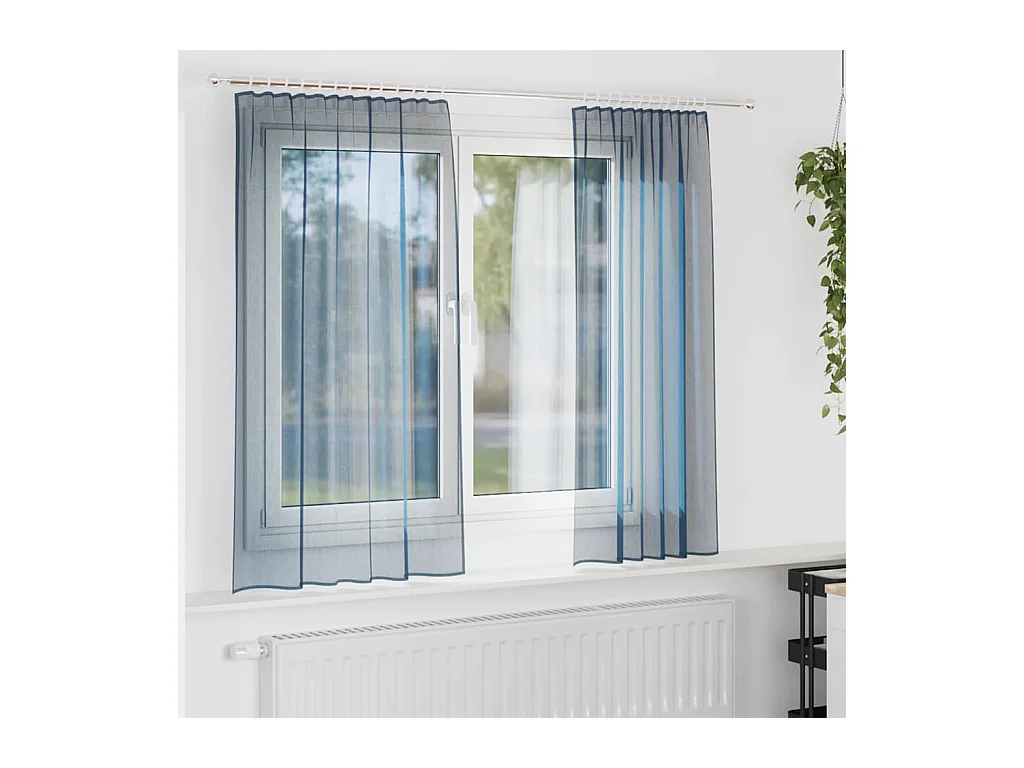 Rideaux en voile avec boucles 2 pcs bleu royal 140x175 cm