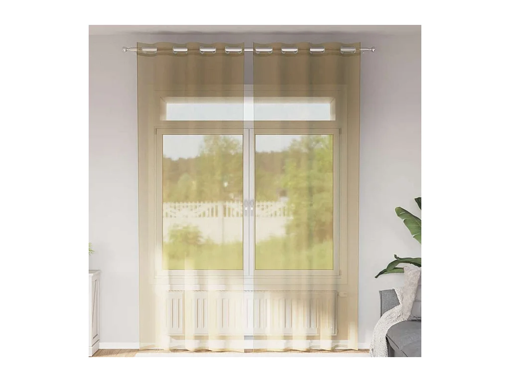Rideaux en voile avec ?illets 2 pcs sable