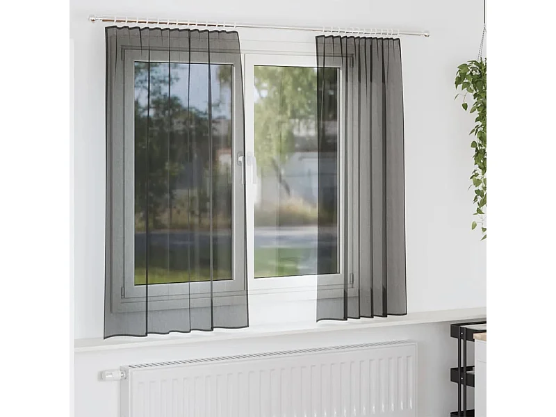 Tende in voile con passanti 2 pezzi nero