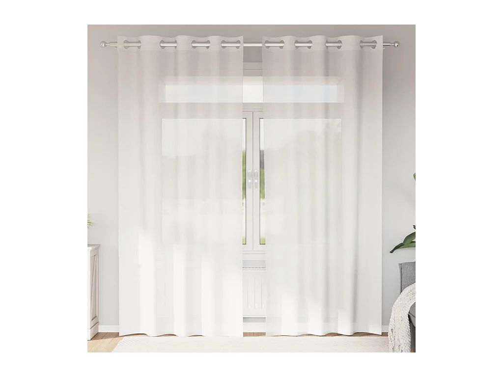 Tende in voile con occhielli 2 pz bianco