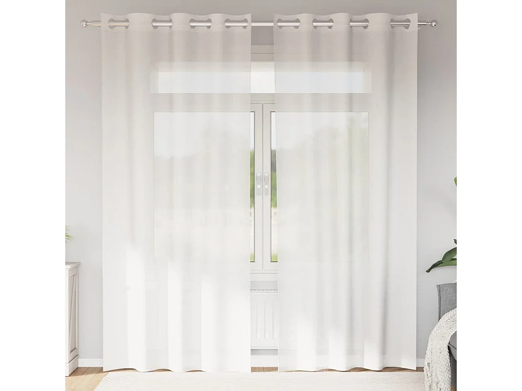Voile Gardinen mit Ösen 2 Stk. weiß