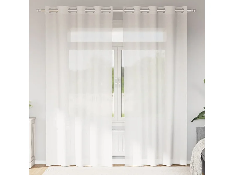 Voile Gardinen mit Ösen 2 Stk. weiß