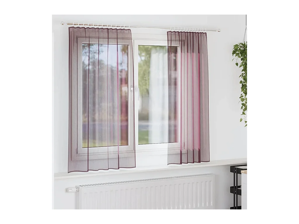 Rideaux en voile avec boucles 2 pcs violet 140x140 cm
