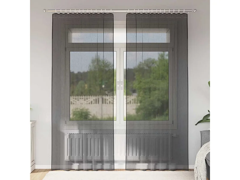 Tende in voile con passanti 2 pezzi nero