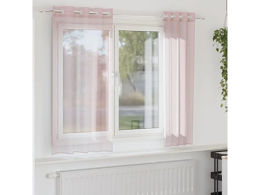 Rideaux en voile avec ?illets 2 pcs rose clair 140x140 cm
