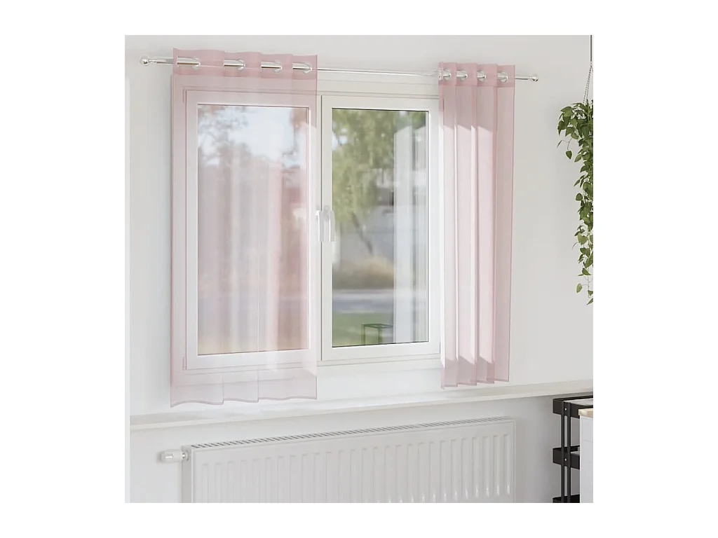 Rideaux en voile avec ?illets 2 pcs rose clair 140x140 cm