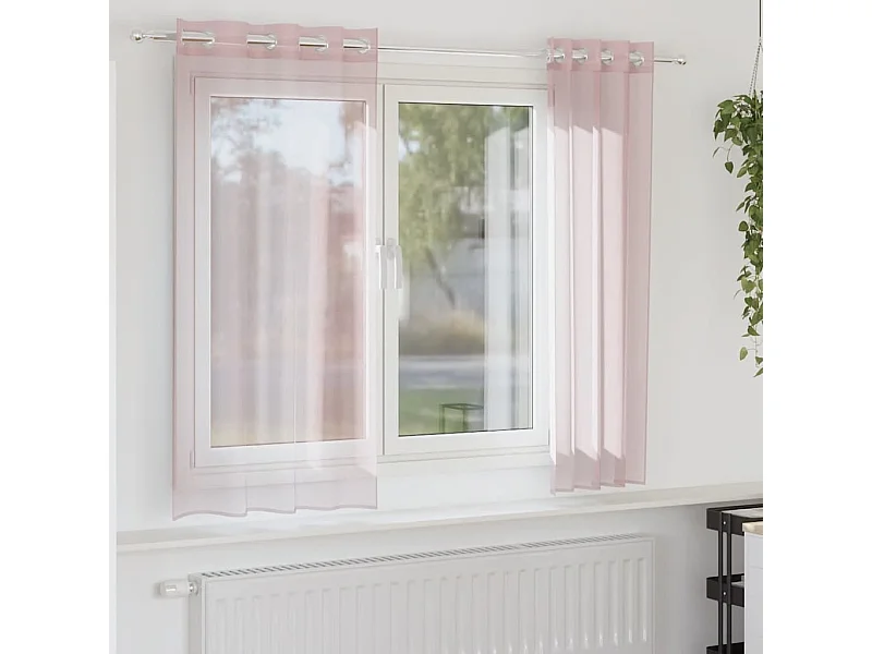 Voile Gardinen mit Ösen 2 Stk. hellrosa 140x140 cm