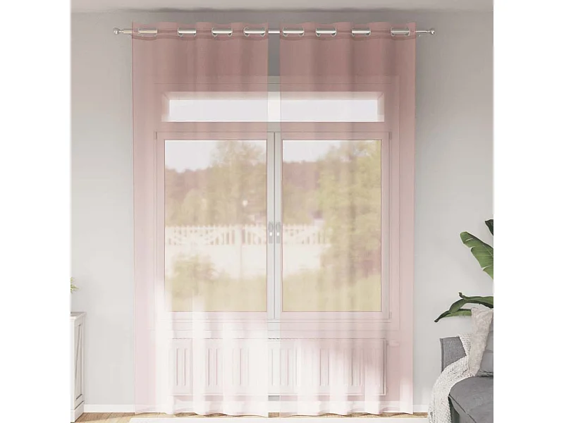 Rideaux en voile avec ?illets 2 pcs rose 140x260 cm