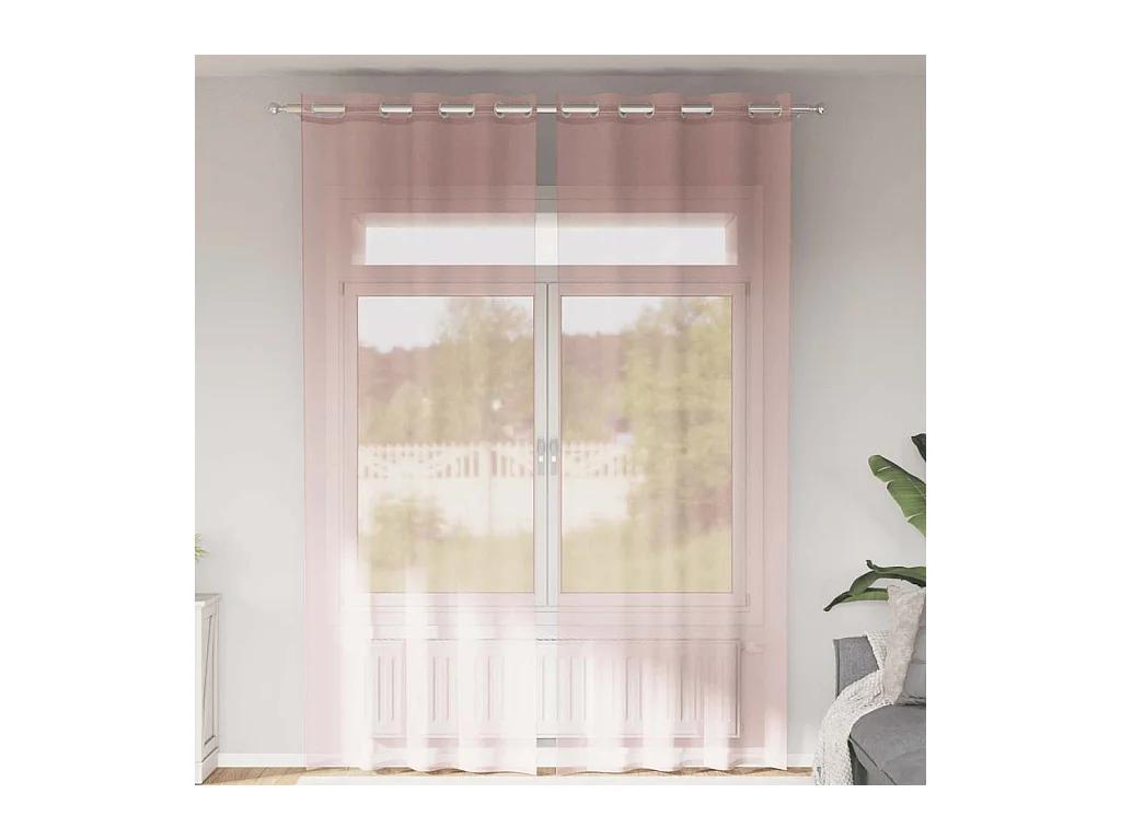 Rideaux en voile avec ?illets 2 pcs rose 140x260 cm