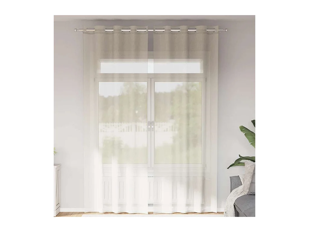 Rideaux en voile avec ?illets 2 pcs crème 140x300 cm