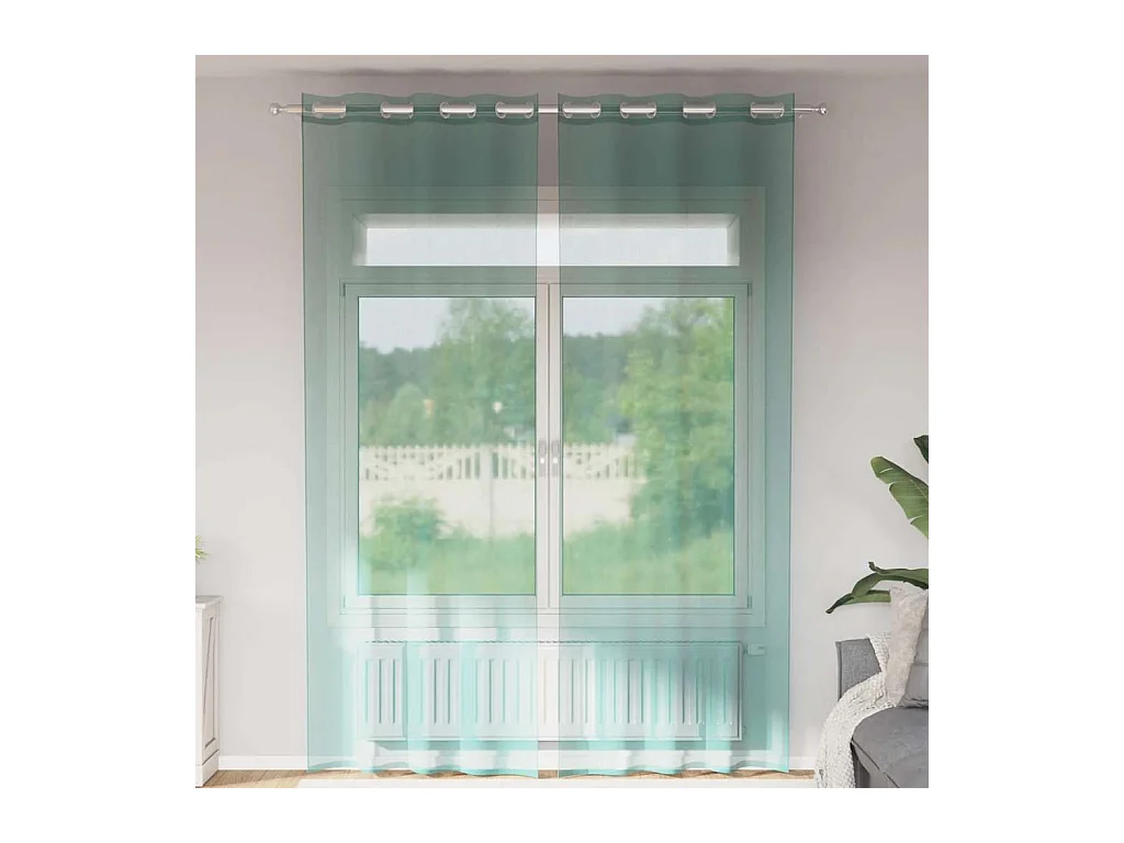 Rideaux en voile avec ?illets 2 pcs turquoise