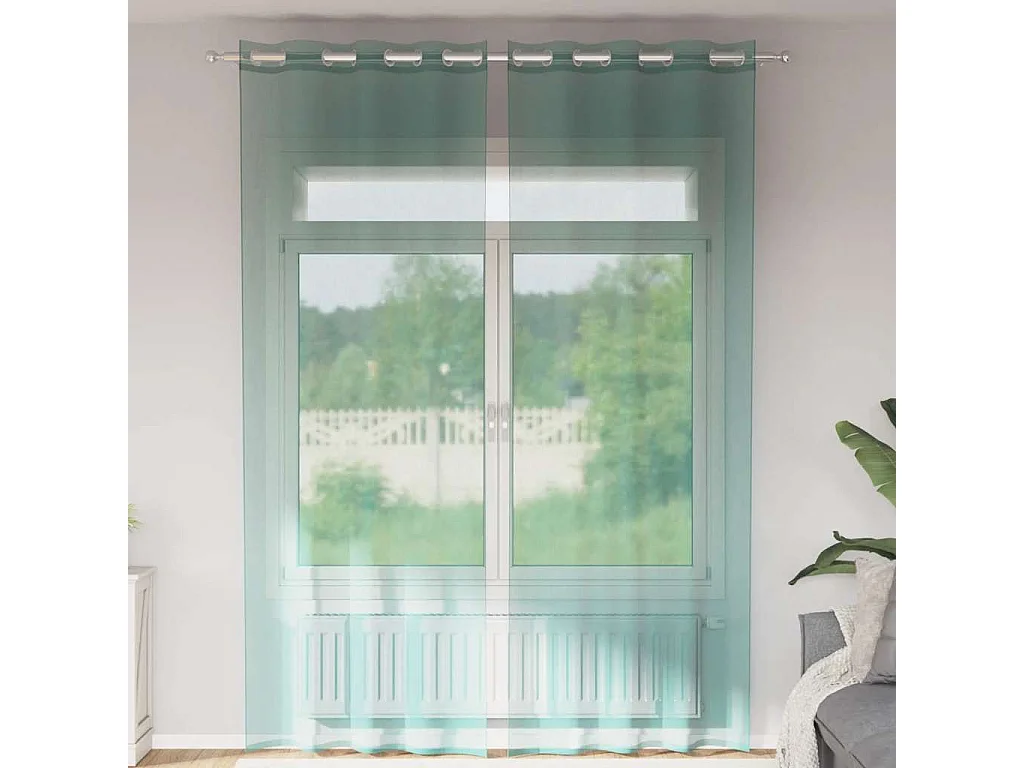 Rideaux en voile avec ?illets 2 pcs turquoise