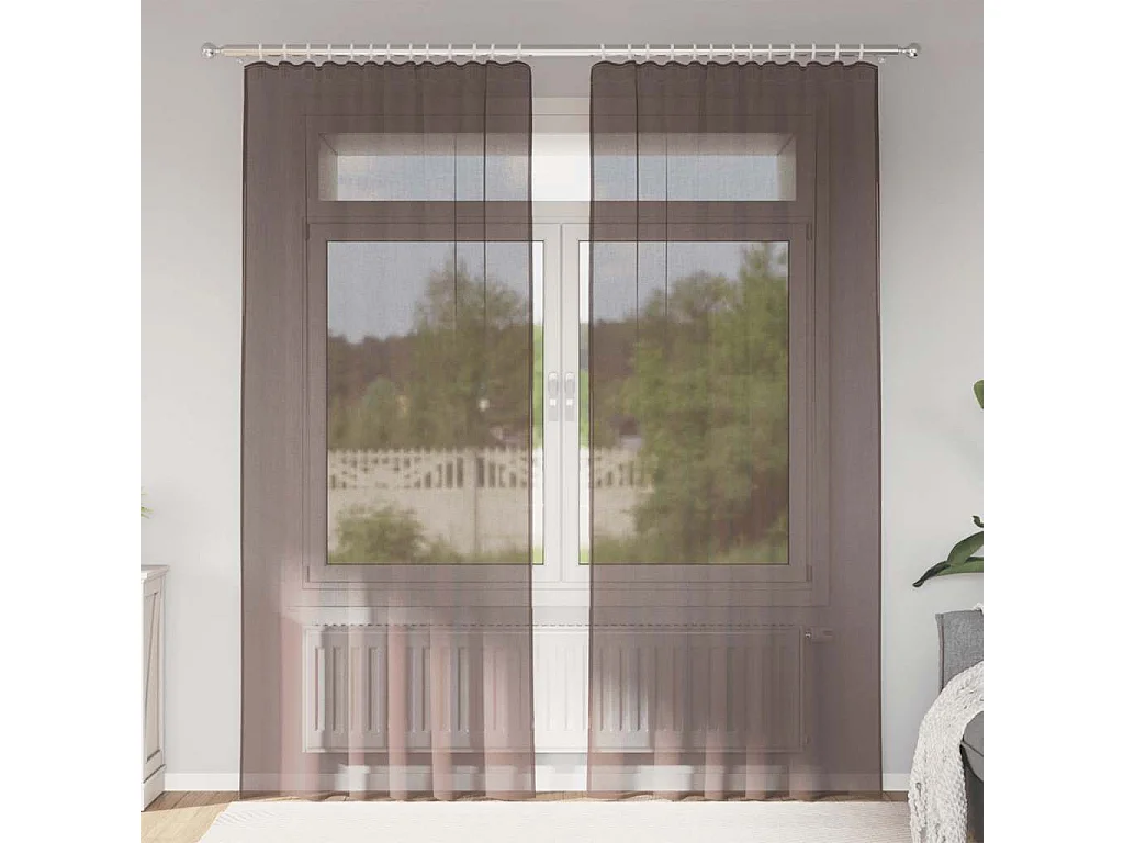 Rideaux en voile avec passants 2 pcs marron