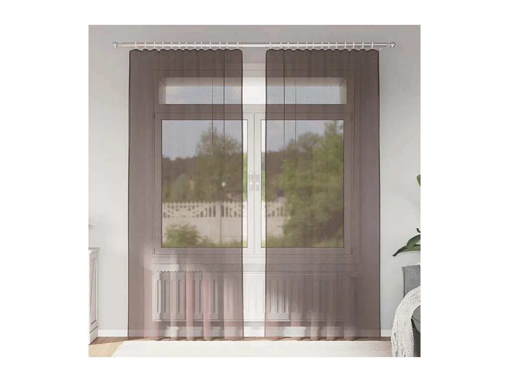 Rideaux en voile avec passants 2 pcs marron