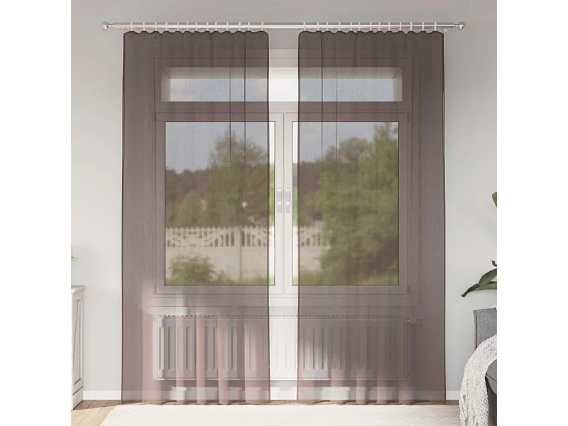 Voile Gardinen mit Schlaufen 2 Stk. braun