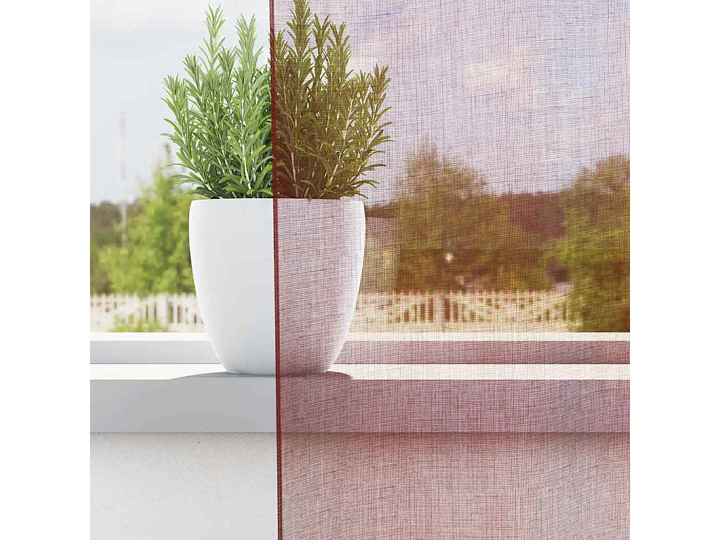 Cortinas de voile com ilhós 2 peças vermelho bordô