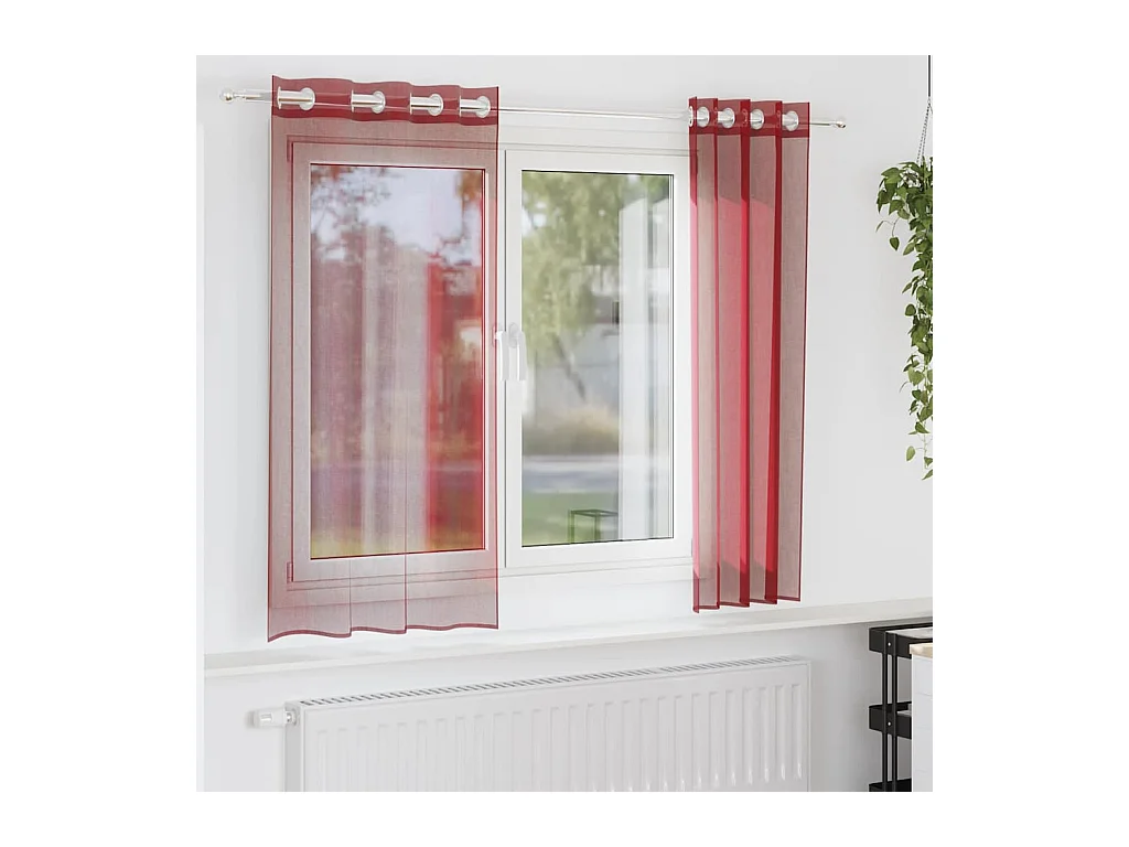 Rideaux en voile avec ?illets 2 pcs rouge bordeaux