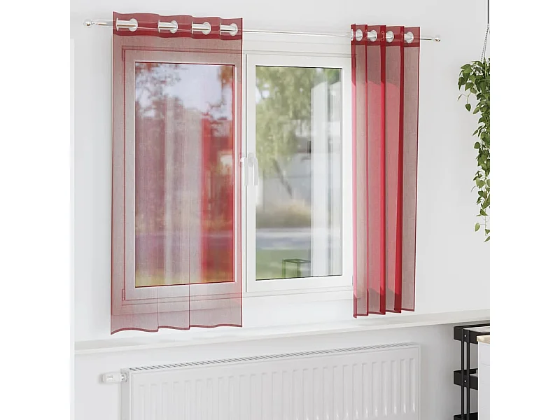 Voile Gardinen mit Ösen 2 Stk. bordeauxrot